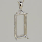 Sterling Silver Semi Mount Pendant Setting OCT 20x10mm White Topaz - Syzjewelry